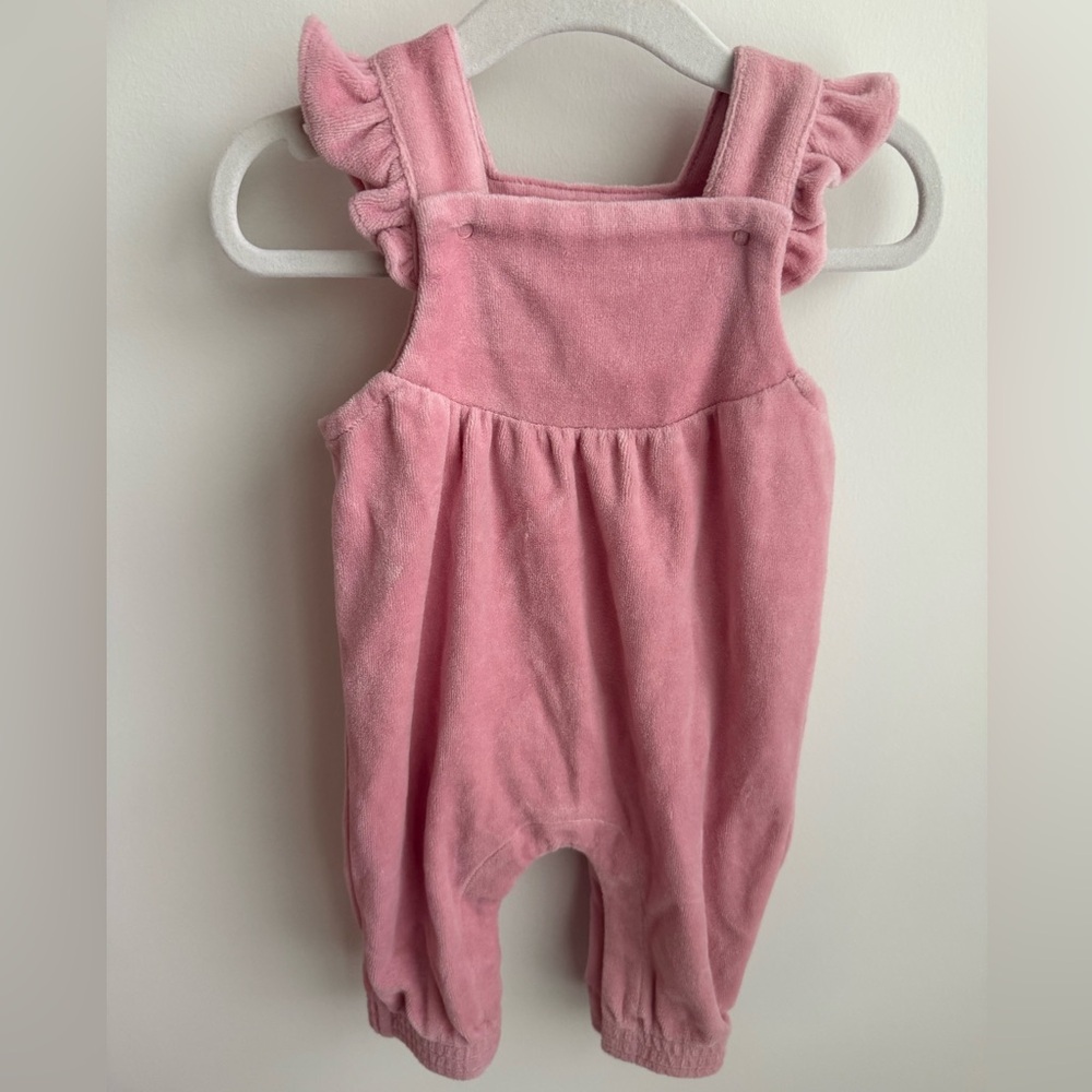 Angel Dear Velour Ruffle Baby Overalls - 3-6 months